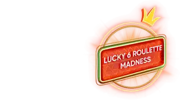 Значок с надписью Lucky 6 Roulette Madness, символизирующий промоакцию рулетки в Онлайн-казино Флагман.